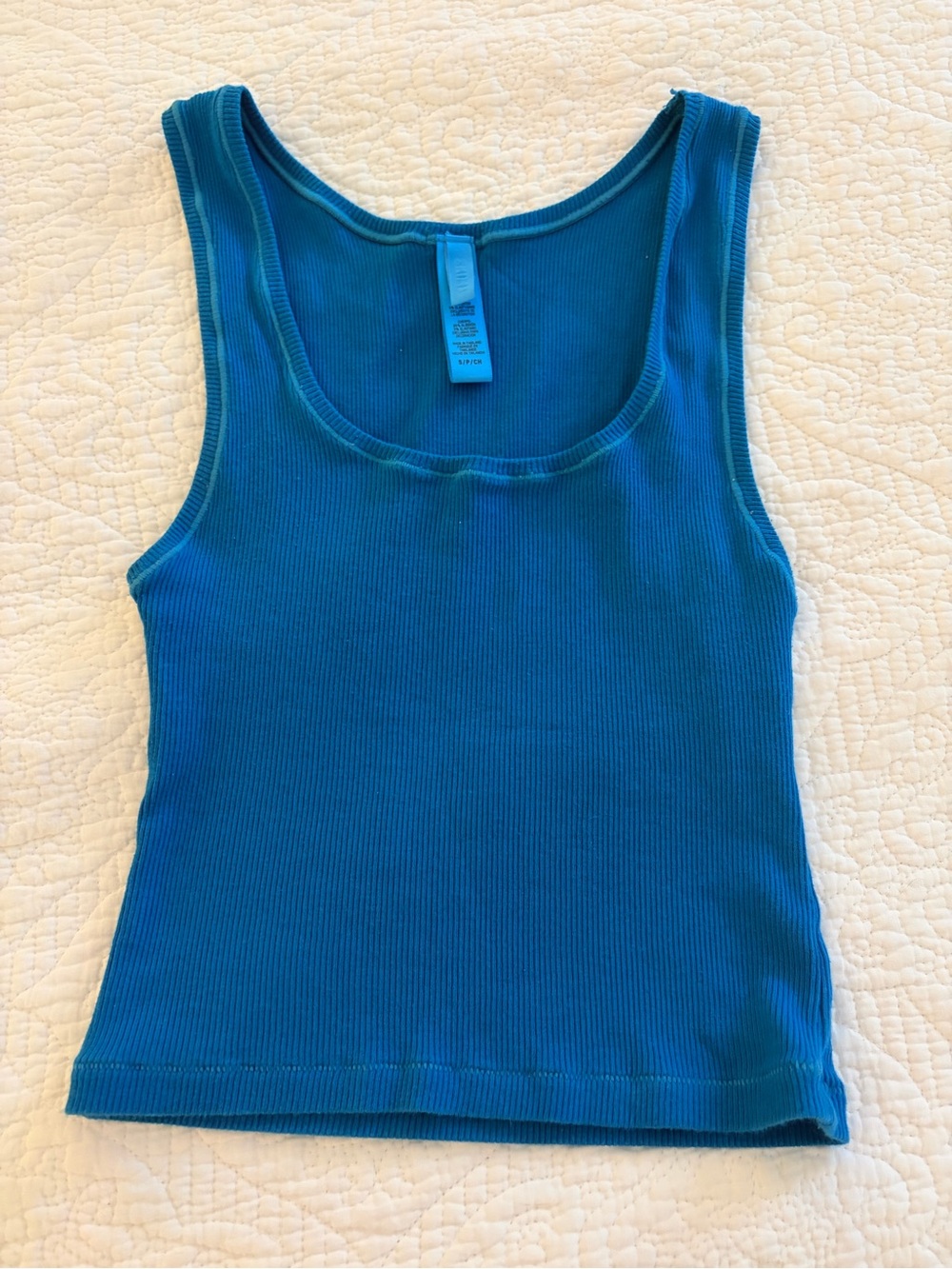 SKIMS Blue Ribbed Tank Top